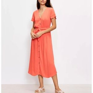 LOFT V-Neck Shirtdress in Candied Orange